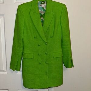 Zara neon green dress-blazer